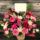 【生花】【アレンジ】季節のお花を取り入れた、お祝いアレンジメント【フラワー】【即日配送】【立て札・メッセージカード付】【あす楽】誕生日祝い/結婚祝い/発表会/公...