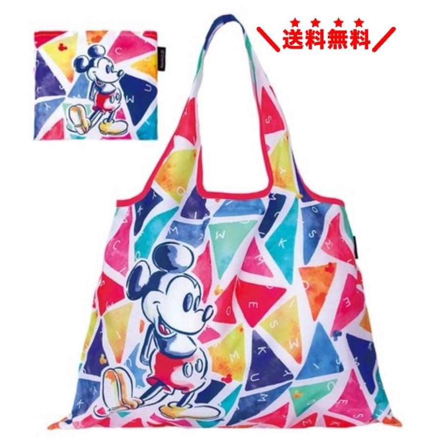 プレーリードッグ ディズニー エコバッグ 【トライアングルミッキー】 大容量 2WAY 折りたたみ ショッピングバッグ おしゃれ 可愛い メール便無料