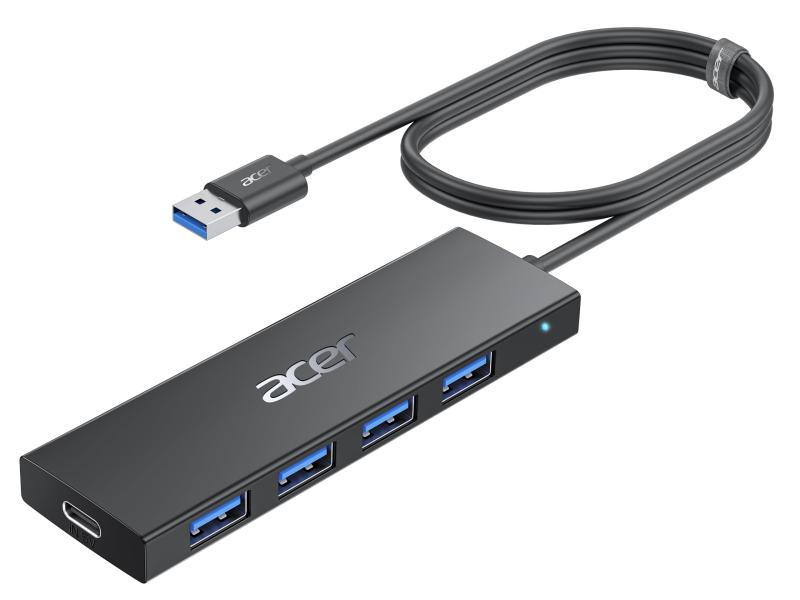 Acer USB ハブ 4ポート【120cm 延長ケーブル搭載】USB-A 3.0 拡張Hub 5Gbps高速転送 小型 コンパクト USB 変換アダプター デスクトップ ノートPC Surface 対応 キーボード マウス ファン Uディスク 対応 テ