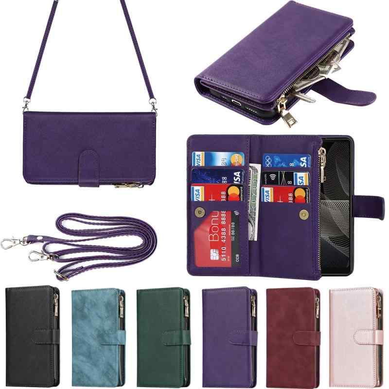 樂天商城 - Eastwave for Sony Xperia Ace II SO-41B ケース for Xperia L5 / Ace 2 SO41B 縄掛けケース 手帳型 財布型 ICカード コインポケット ストラップ付き カード 収納 小銭入れ ファスナーポケ