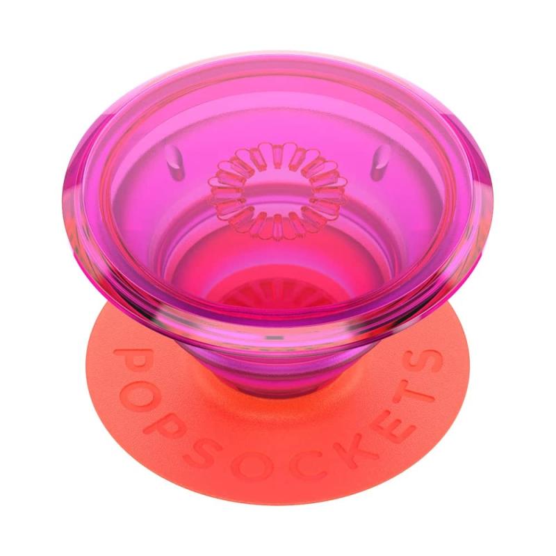 PopSockets Japan - ポップソケッツ ジャパン PopGrip Neon Glow Electric Sunrise パッションピンク クリア ポップグリップ スマホグリップ スタンド