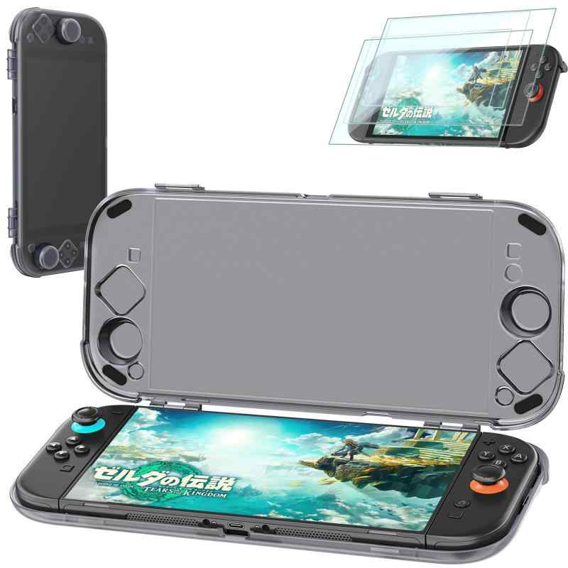 対応Nintenndo Switch2用 保護ケース、Switch2用ハードプロテクターカバー、ニンテンドースイッチ2用カバー「NS2ブラックハードケース、スクリーン強化フィルム、ポートダストプラグ、ジョイス