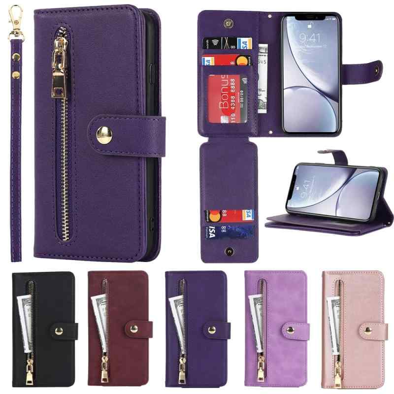Rakuten - Eastwave アイフォン for iPhone XR ケース 手帳型 for iPhoneXR カバー 手帳 case 革レザー 柔らかいTPU 財布型 カード収納 小銭入 れ スタンド機能 マグネットバックル付き 全面保護 5色 ダークパープル