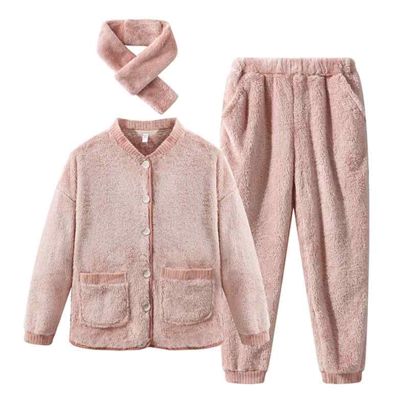 樂天商城 - [SHPEROWW] レディース フランネル パジャマ もこもこ 可愛い ルームウェア 上下セット 前開き 長袖 あったか ポケット付き 部屋着 秋冬