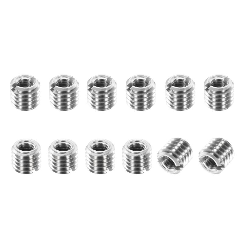 Rakuten - PATIKIL インサートナット 12個 ネジ変換アダプター 内径M5x0.8 外径M8x1.25 長さ6mm 303ステンレス鋼 一行溝 埋め込みナット ネジ山補修 減速ナット