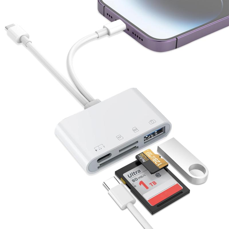カードリーダー【2025新モデル】 SDカードリーダー i-Phone/Type Cメモリカードリーダー 4in1 USB/SD/TF変換アダプタ 0TG機能 高速双方向データ転送 設定不要 写真/動画/資料読み込み i-phone/i-pad/IOS/