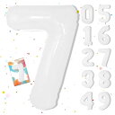GOPATY数字バルーン 大きい 40インチ 約100cm ナンバーアルミ風船 誕生日飾り付け 記念日 バースデーパーティー お祝い 成人式 卒業 入学 (7, 白)