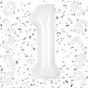Exgox 数字バルーン ホワイト アルミ風船 誕生日 40インチ ナンバー1 ハッピーバースデー 飾り付け 男の子 女の子 ギフト 記念日 お祝い パーティー...