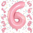EXGOX 数字 バルーン ピンク 大きい 誕生日 ナンバー 6 アルミ風船 32インチ ハッピーバースデー パーティー 成人式 入学 卒業式 記念日 お祝い 飾り付け