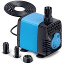 NFESOLAR 水中ポンプ 吐出量800L/H 最大揚程1.5M ミニポンプ 給水・排水ポンプ 潜水インストール 水族館給水 水槽水循環 静音設計 説明書付き