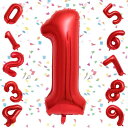 EXGOX 数字 バルーン 大きい レッド 誕生日 ナンバー 1 アルミ風船 32インチ バースデー パーティー 成人式 入学 卒業式 記念日 お祝い 飾り付け