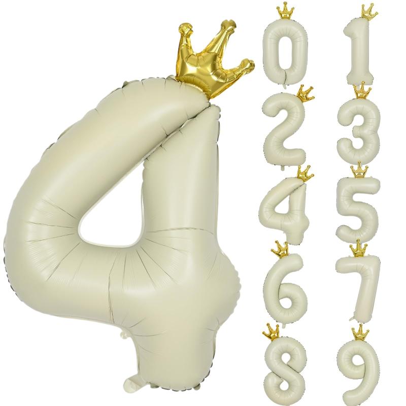 Lausatek バルーン 数字 風船 誕生日 40インチ 大きい ナンバー4 王冠付き クラウン バースデー 飾り付..