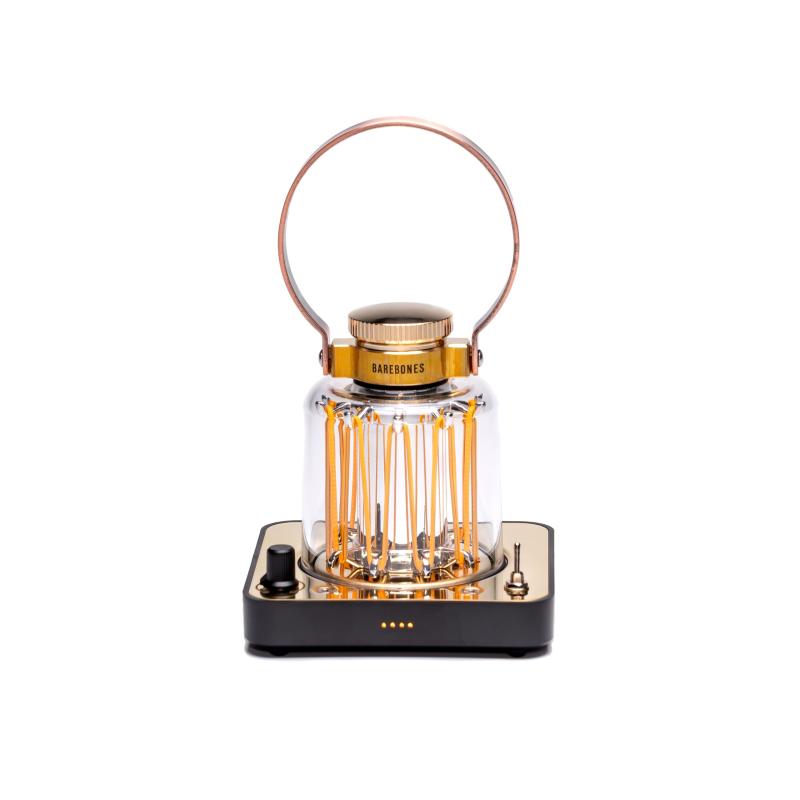 Barebones Block Tower Lantern - 調光可能な充電式LEDランタン（キャンドルフリッカーモード付き）真鍮&amp;銅仕上げ 屋内/屋外兼用ポータブルライト