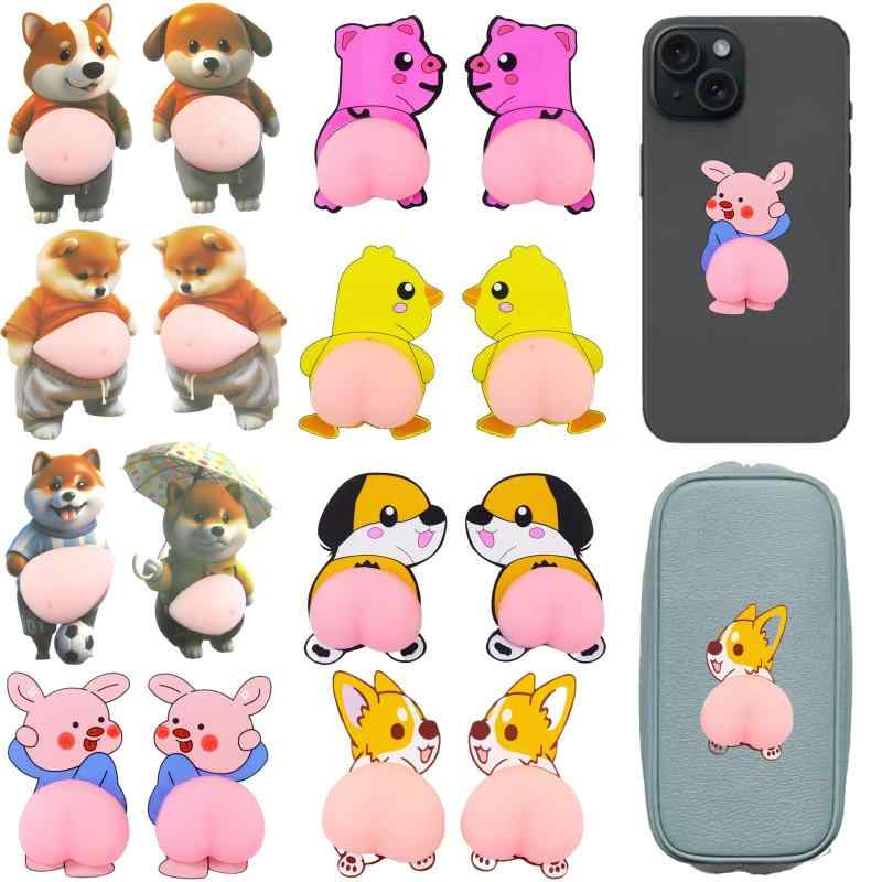 おしりぷにぷにシール デブ 犬 ぷっくりシール 柴犬 柔らかい お腹 3Dステッカー 立体 2/6枚 かわいい 大きな腹 スクイーズ ステッカー DIY 手帳 水筒 アルバム 携帯電話飾り ごほうびに最適 flowing-ando-10319906 NewageOfficeflowing パッケージ画像