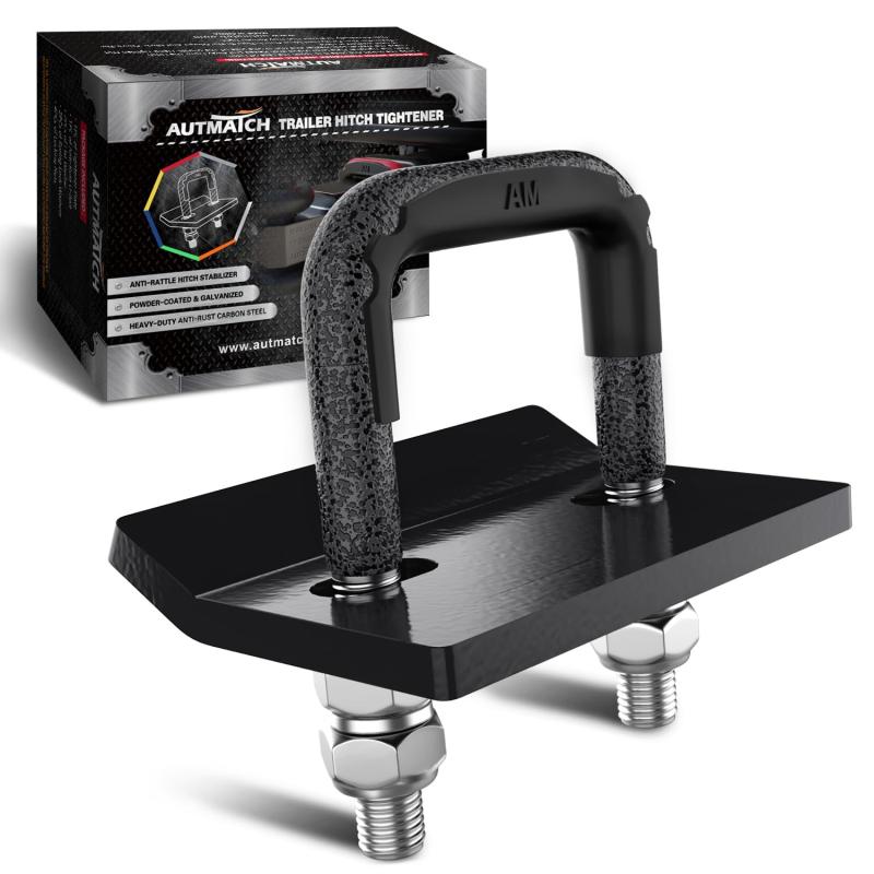 AUTMATCH ヒッチ締め具 ガタつき防止クランプ、3.81センチおよび5.08センチのトレーラーヒッチ用高耐久ヒッチスタビライザー、ゴム製アイソレーターと防錆二重コーティング保護 トレーラー