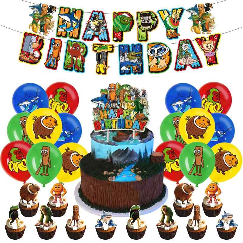 樂天商城 - 誕生日 飾り付け トゥントゥントゥンサフール Tung Tung Tung Sahur 子供 バルーンセット Happy Birthday 風船セット ケーキトッパー 女の子 男の子 可愛い 記念日 お誕生日会用品 30点セット