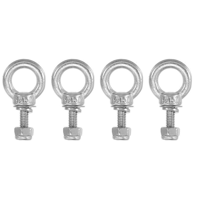 Rakuten - PATIKIL アイボルト M3 ボルト ねじ長さ9mm 304ステンレス鋼製外ネジ 六角ねじ ナット ガスケット 平ワッシャー付き 吊り下げ固定チェーン ワイヤーロープ用 4セット