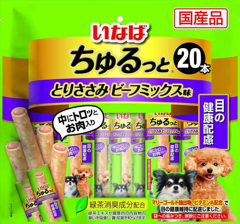 いなば ちゅるっと とりささみ ビーフミックス味 目の健康配慮 20本本体サイズ (幅X奥行X高さ) :30×3×28cm本体重量:0.235原産国:日本