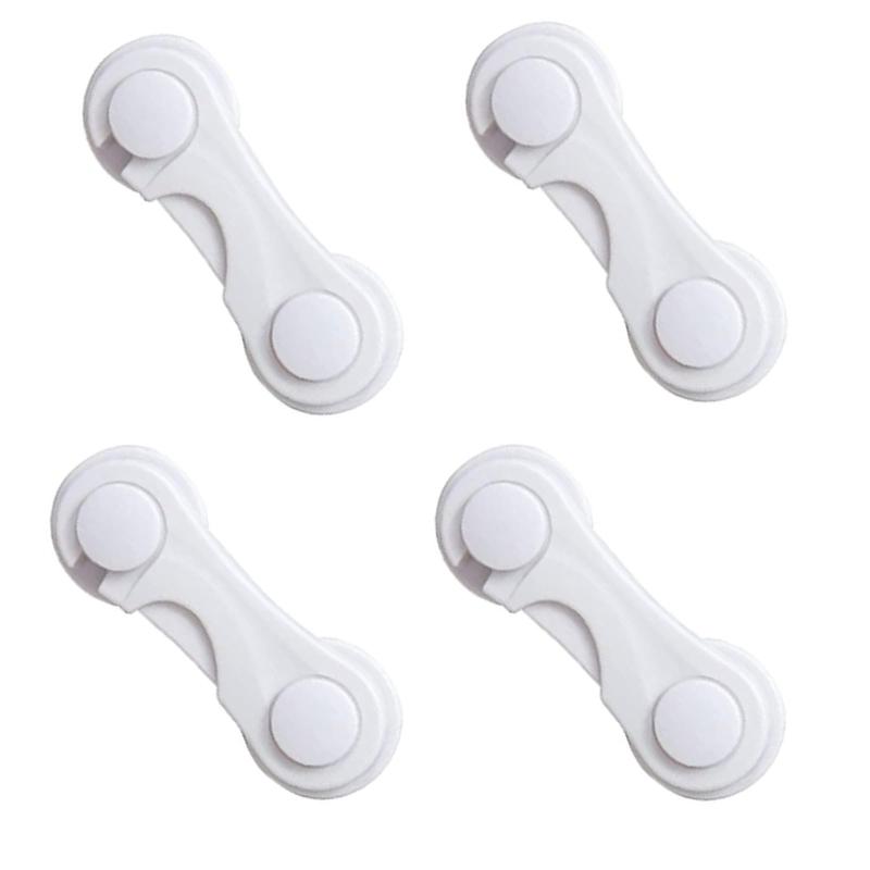 HUIKKJP ドアロック 扉 ストッパー ドアロック 子供とびらロック ベビーガード ワンタッチ ストッパー ドア/戸棚/引き戸/冷蔵庫引き出しロック 地震対策 防止 4個入り ホワイト