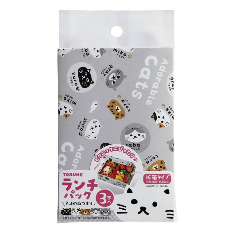 トルネ TORUNE ランチパック ネコのあつまり 3枚入 W10.5×D2.5×H19cm 90g P-3711 日本製