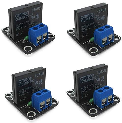 樂天商城 - Hailege 4個セット 5ボルト1チャンネル高レベルソリッドステートリレーモジュールDC制御AC 240V 2Aヒューズ付き