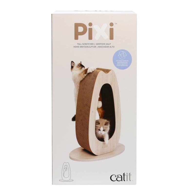 ジェックス Catit Catit Pixi スクラッチャーTall 猫用ファニチャー 猫型爪とぎ 自立式 ダンボール インテリア 45×23.5×56cm