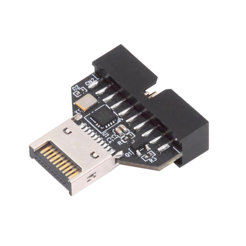 NFHK USB 3.2 タイプ E フロントパネル ヘッダー オス - USB 3.0 19 ピン メス 10Gbps メインボード ヘッダー拡張アダプター (HUB チップセット付き)