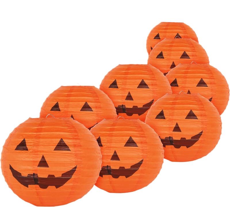 Other - Luimode ハロウィン 飾り 提灯 飾り付け 紙ちょうちん 装飾 カボチャ 8枚入 25cm ちょうちん ランタン パンプキン ハロウィン飾り デコレーション オーナメント インテリア グッズ