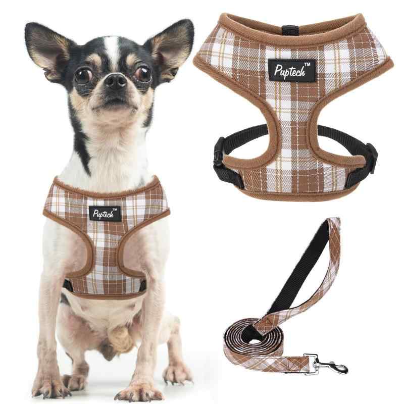 PUPTECK 犬 ハーネス リード セット 犬用 胴輪 はーねす 調節可能 着脱簡単 軽量 メッシュ 通気性 快適 ソフト 反射材付き 引っ張り防止 抜けない 喉に優しい 耐久性 散歩 安全 しつけ用 老犬介
