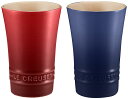 ル・クルーゼ(Le Creuset) タンブラー ペア・スリムタンブラー170 ml コバルトブルー チェリーレッド 耐熱 耐冷 電子レンジ オーブン 対応 結婚祝い 記念日 ブライダル ギフト プレゼント 引出物
