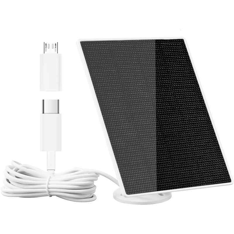 防犯カメラ用 ソーラーパネル 太陽光パネル Micro USB Type-B/Type-C ポート対応 小型 軽量 角度調整可能 IP65防水 屋外対応 高効率 省エネルギー ソーラーチャージャー 太陽光発電