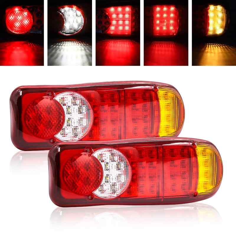樂天商城 - Aoling トラックテールランプ トレーラーテールランプ ライト 12V 46LED搭載 赤白黄三色 デイライト/クリアランス ランプ/ウインカー/ブレーキランプ/バックアップランプとしても対応のLEDトラ