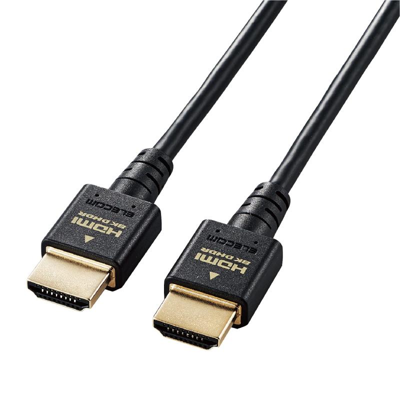 エレコム HDMI 2.1 ケーブル スリム ウルトラハイスピード 2m 【Ultra High Speed HDMI Cable認証品】 8K(60Hz) 4K(120Hz) 48Gbps 超高速 【 PS5 / PS4 Nintendo Switch 対応】 7680×4320 eARC VRR 黒 ブラック CAC-HD21ES20BK