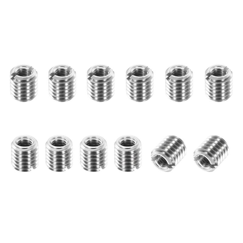 PATIKIL インサートナット 12個 ネジ変換アダプター 内径M5x0.8 外径M8x1.25 長さ8mm 303ステンレス鋼 一行溝 埋め込みナット ネジ山補修 減速ナット