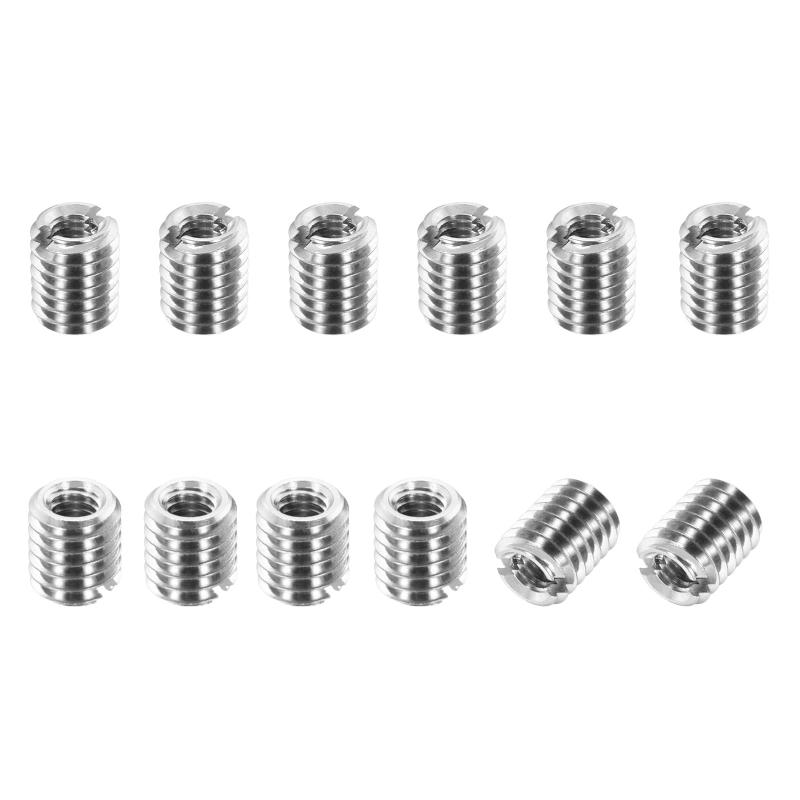 PATIKIL インサートナット 12個 ネジ変換アダプター 内径M3x0.5 外径M5x0.8 長さ6mm 303ステンレス鋼 一行溝 埋め込みナット ネジ山補修 減速ナット