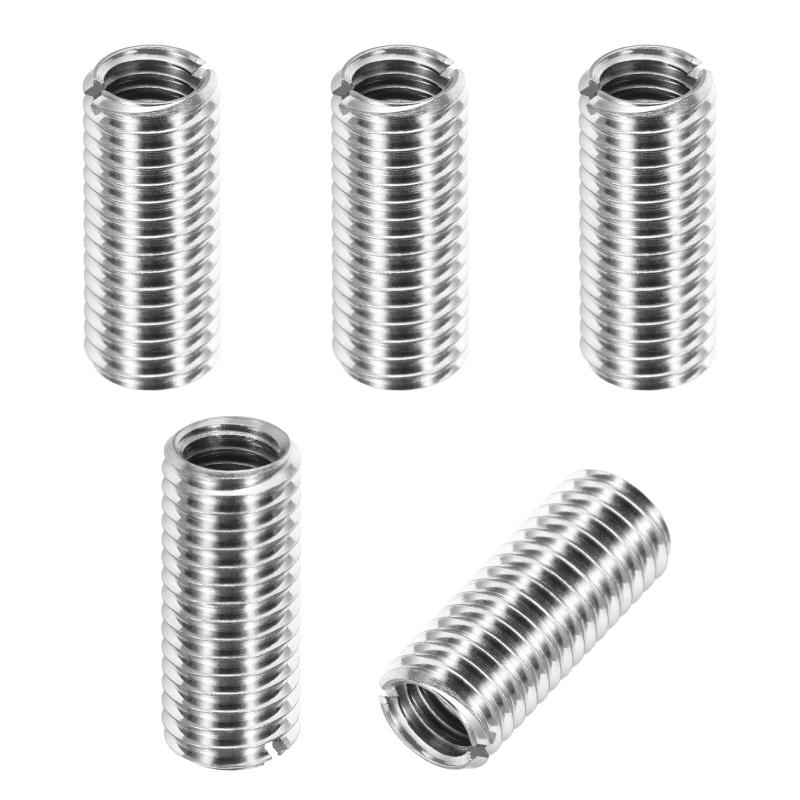 Rakuten - PATIKIL インサートナット 5個 ネジ変換アダプター 内径M8x1.25 外径M10x1.5 長さ25mm 303ステンレス鋼 一行溝 埋め込みナット ネジ山補修 減速ナット
