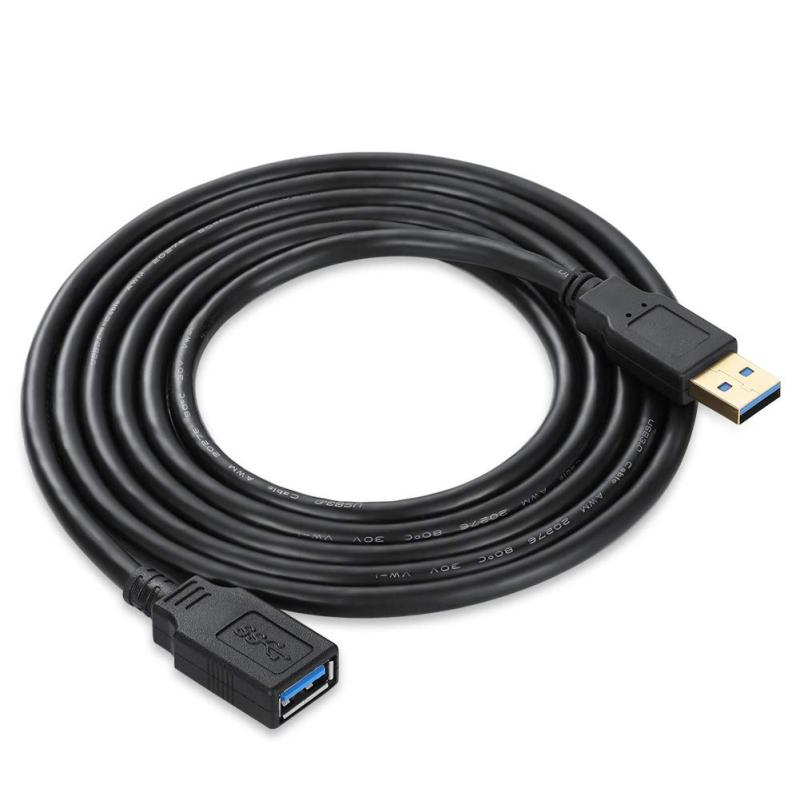 XBOHJOE USB 3.0 延長ケーブル 5M データ転送5Gbps USB 延長オス メス金メッキコネクタへのドライブ、マウス、Xbox、キーボード、プリンターUSB延長コードなど ブラック 5メートル