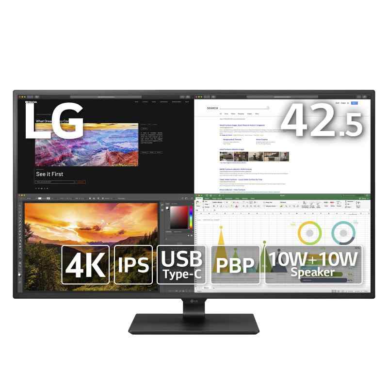 LG モニター ディスプレイ 43UN700-BAJP 42.5インチ/4K/HDR対応/IPS非光沢/HDMI×4,DP,USB Type-C/スピーカー(10W×2)/ブルーライト低減、フリッカーセーフ/リモコン付属 /3年安心・無輝点