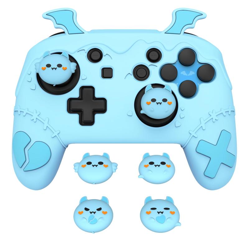 樂天商城 - PlayVital Switch Proコントローラー対応用ゴシックインプシリーズ キュートなシリコン保護カバー、サムグリップ4つやステッカー2枚付き、滑り止めグリップあるシリコンカバー