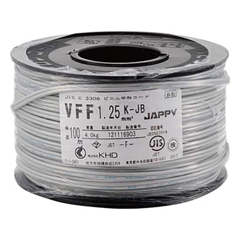 ビニル平形コード VFF 1.25mm白/62-3146-30導体: 公称断面積:1.25構成(本/mm):50/0.18 外径:1.5mmビニル絶縁体: 厚さ:0.8mm外径:3.1×6.2mm 定格:電圧300V耐熱温度:60℃ 入数:100m/巻色:白