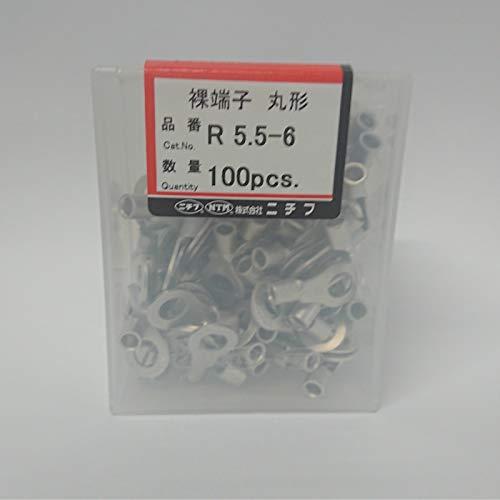 ニチフ 銅線用 裸圧着端子 (R形)丸形 100個入り R5.5-6