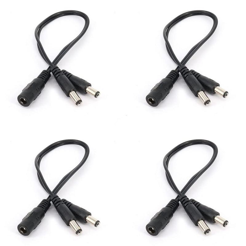 Rakuten - LOYELEY DC電源ケーブル 4個セット 2分岐ケーブル 外径5.5mm 内径2.1mm 1メスー2オススプリッタケーブル 防犯カメラ用 LEDテープライト用 CCTVカメラ用 長さ20cm ブラック