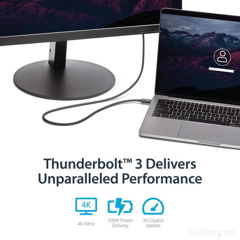 StarTech.com Thunderbolt 3 20Gbps USB-C ケーブル 2m サンダーボルト/ USB/ DisplayPort に対応 TBLT3MM2M