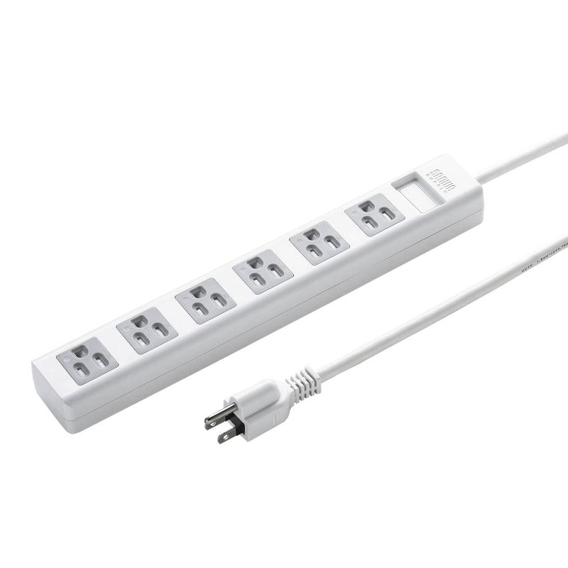 Rakuten - サンワサプライ シャッタータップ(3P・6個口・5m) TAP-SH3650MG3P ホワイト