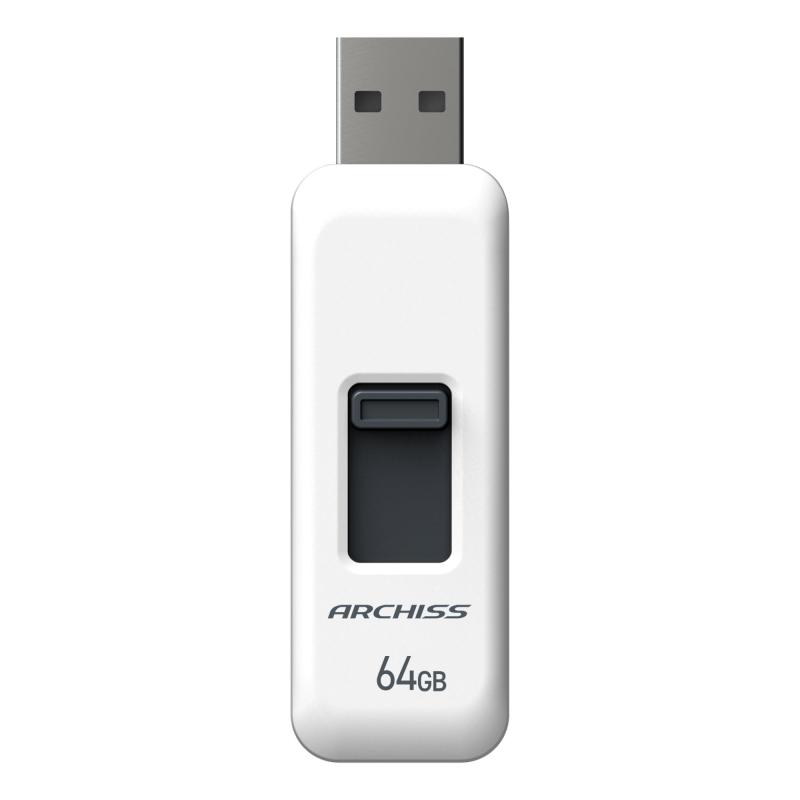 アーキス(Archiss) USBメモリ 64GB USB2.0 スライド式 ストラップホール付き キャ...