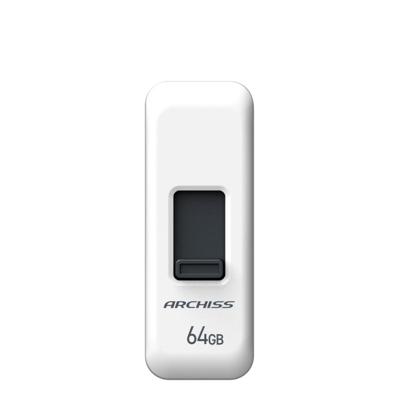 アーキス(Archiss) USBメモリ 64GB USB2.0 スライド式 ストラップホール付き キャ...