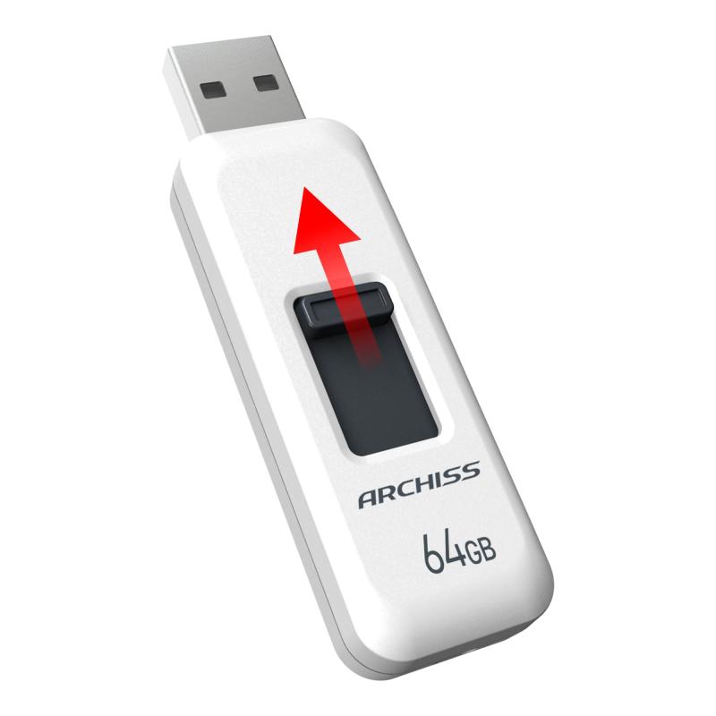 アーキス(Archiss) USBメモリ 64GB USB2.0 スライド式 ストラップホール付き キャ...