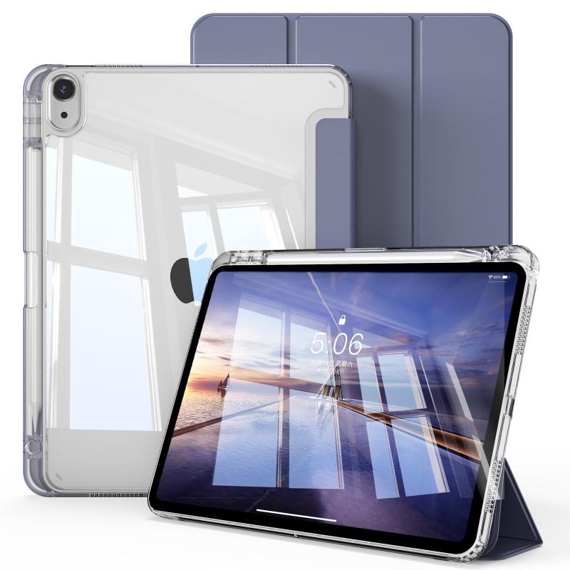 ZOPSGYU iPad 11世代（A16、2025）/iPad 10世代（2022）ケース 11/10.9インチ用 クリア全透明バックカバー ペンシル収納対応 耐衝撃 軽量 薄型 三つ折りスタンド Touch ID 対応 オートスリープ/ウェイク iP