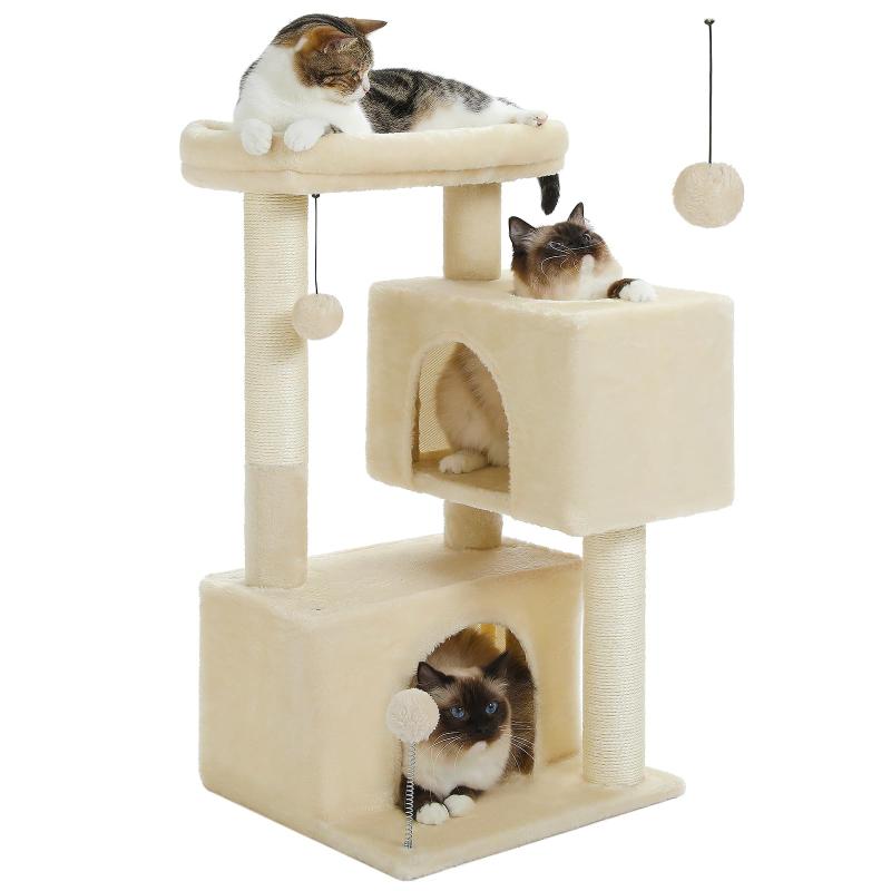 PAWZ Road キャットタワー 低い スリム 大型猫用 省スペース コンパクト 老猫用 シニア 子猫 ステップ 階段替わり 猫ケージ内 窓際 猫タワー 低め 猫爪研ぎ サイザル麻紐 据え置き 多頭飼い 猫
