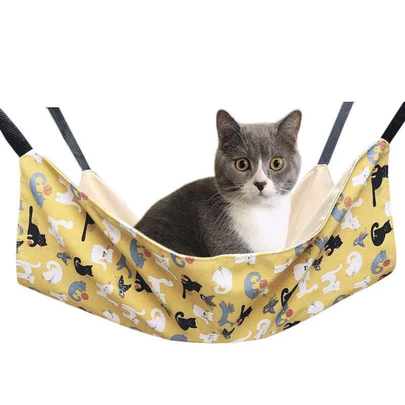 Rakuten - 猫ハンモック 吊り下げベッド ネコ 猫用ベッド ゲージ用 キャットハンモック 小動物用ペット ねこ寝床 マット 昼寝 冬夏両用 ひも調節可能 耐荷重10KG 大きい 56cm x 46cm 通気性 日向ぼっこ 遊